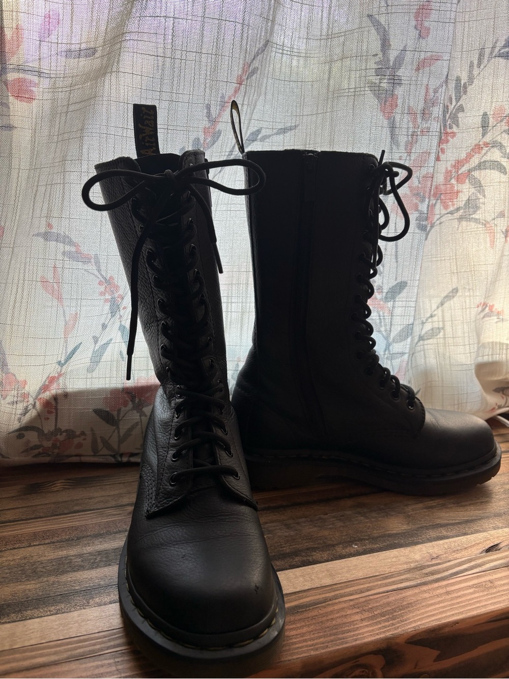 Dr. Martens 10-Eye Black Leather Combat Boots - Picture 12 of 12